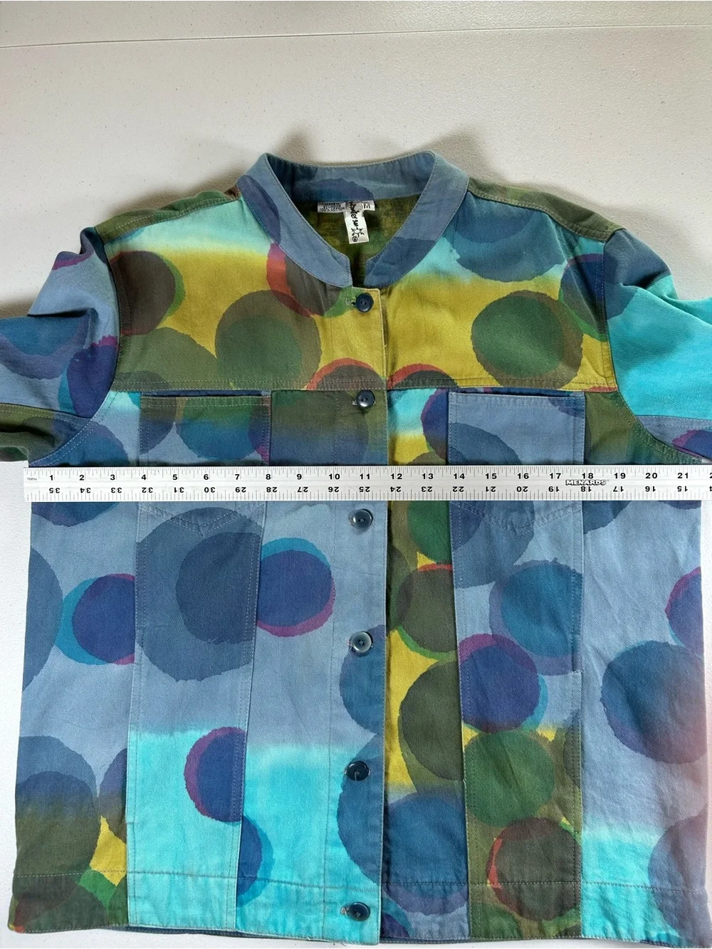 Vintage Winter Sun Ecuador Colorful Abstract Polka Dot Cotton Art Jacket Sz M